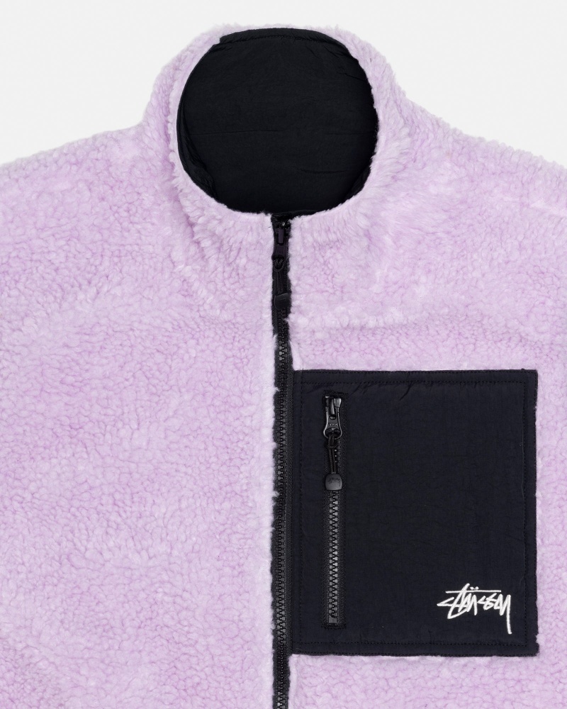 Stüssy Sherpa Reversible Vest Sleeveless Sweatshirt Unisex Lavendel | FI08-H7-DA