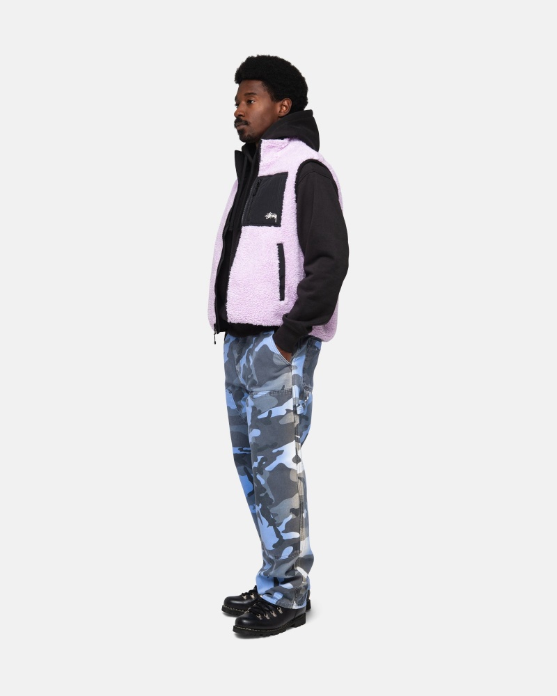 Stüssy Sherpa Reversible Vest Sleeveless Sweatshirt Unisex Lavendel | FI08-H7-DA