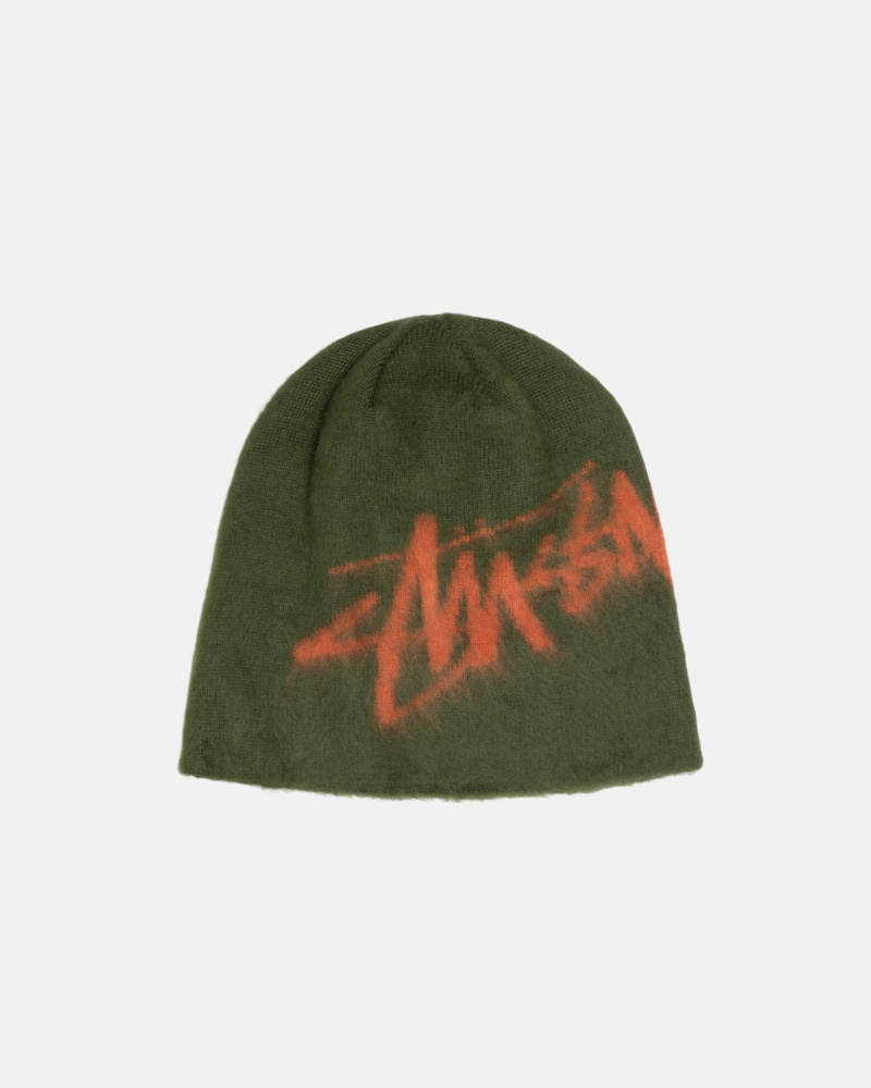 Stüssy Skullcap Brushed Out Stock Muts Unisex Olijfgroen | LO26-O7-LC