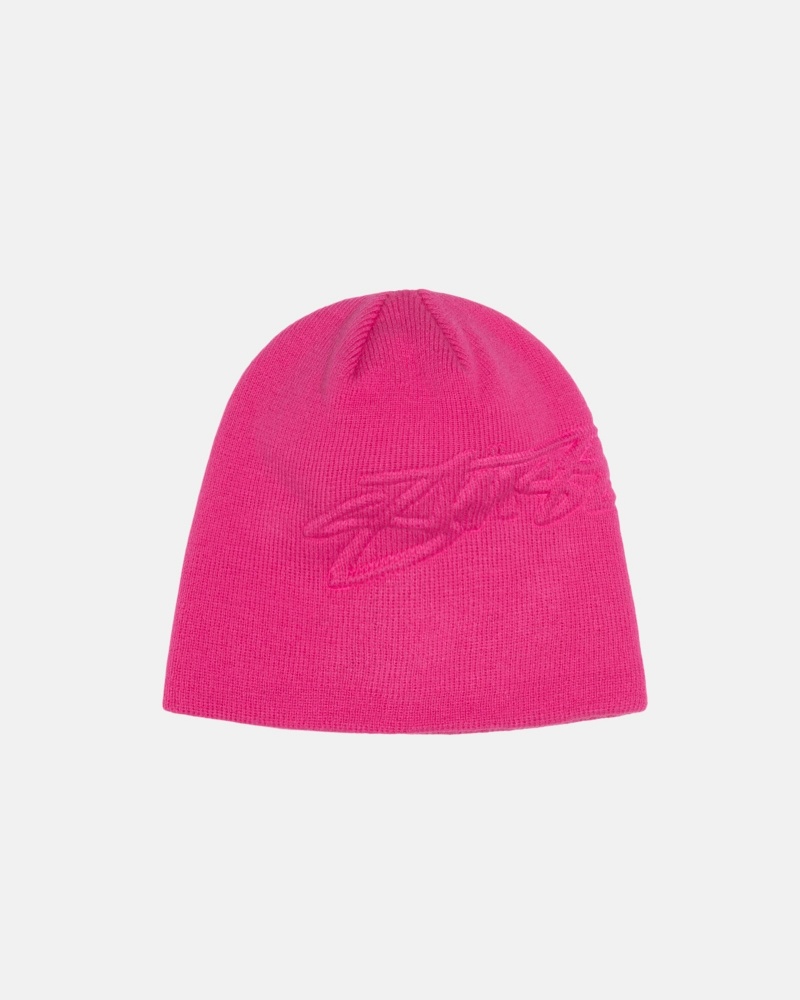 Stüssy Skullcap Embossed Smooth Stock Muts Unisex Roze | YM01-R3-QM