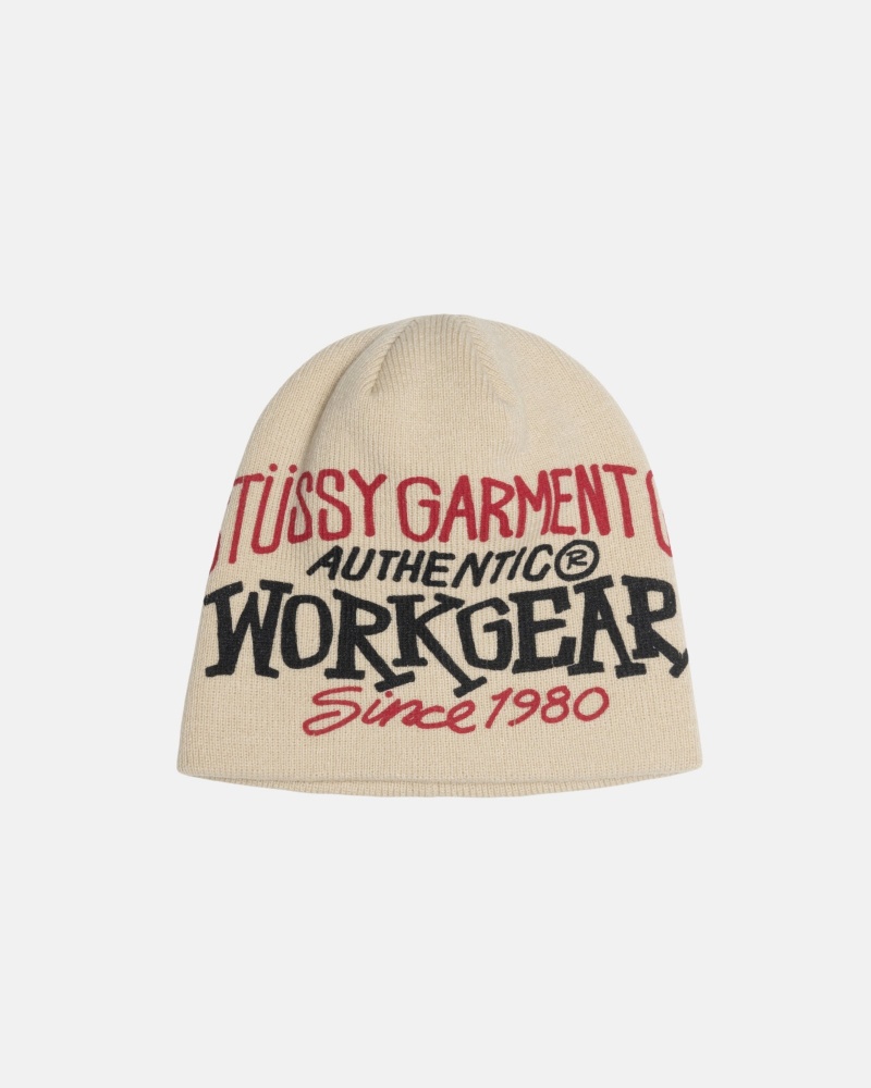 Stüssy Skullcap Workgear Print Muts Unisex Bone | AZ63-X1-IE