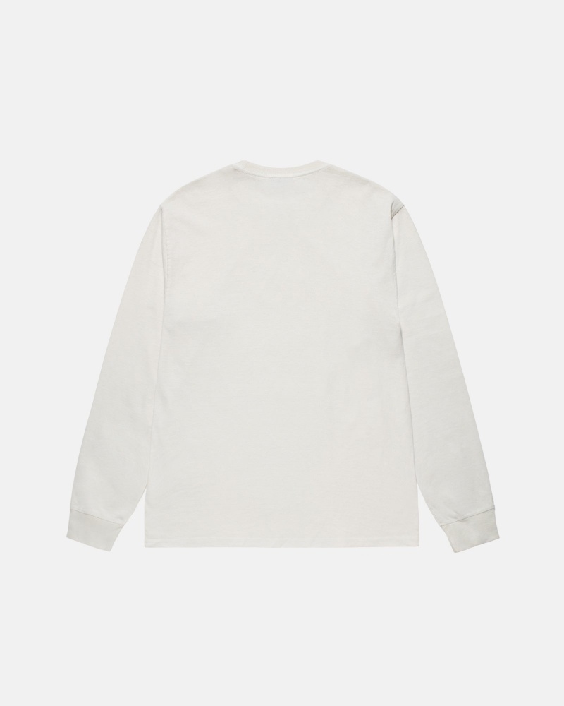 Stüssy Small Stock LS Tee Pigment Dyed Long Sleeve T-Shirt Unisex Natural | OO65-K9-QG