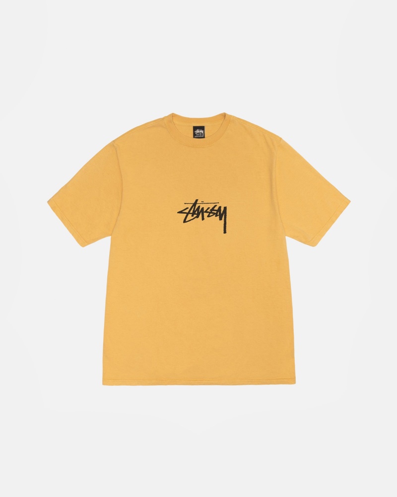 Stüssy Small Stock Tee Pigment Dyed Short Sleeve T-Shirt Unisex Honey | CW72-J0-DL