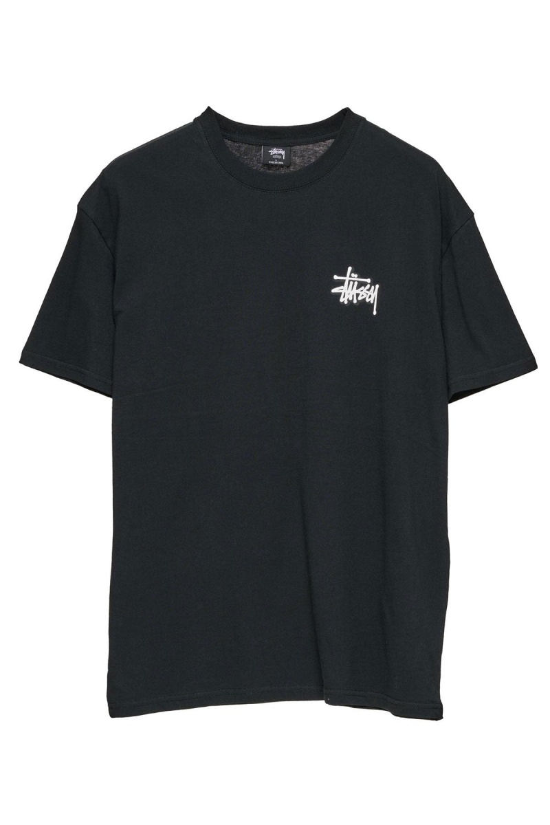 Stüssy Solid Offset Graffiti Ss Tee Tees Heren Zwart | VY41-X7-NF