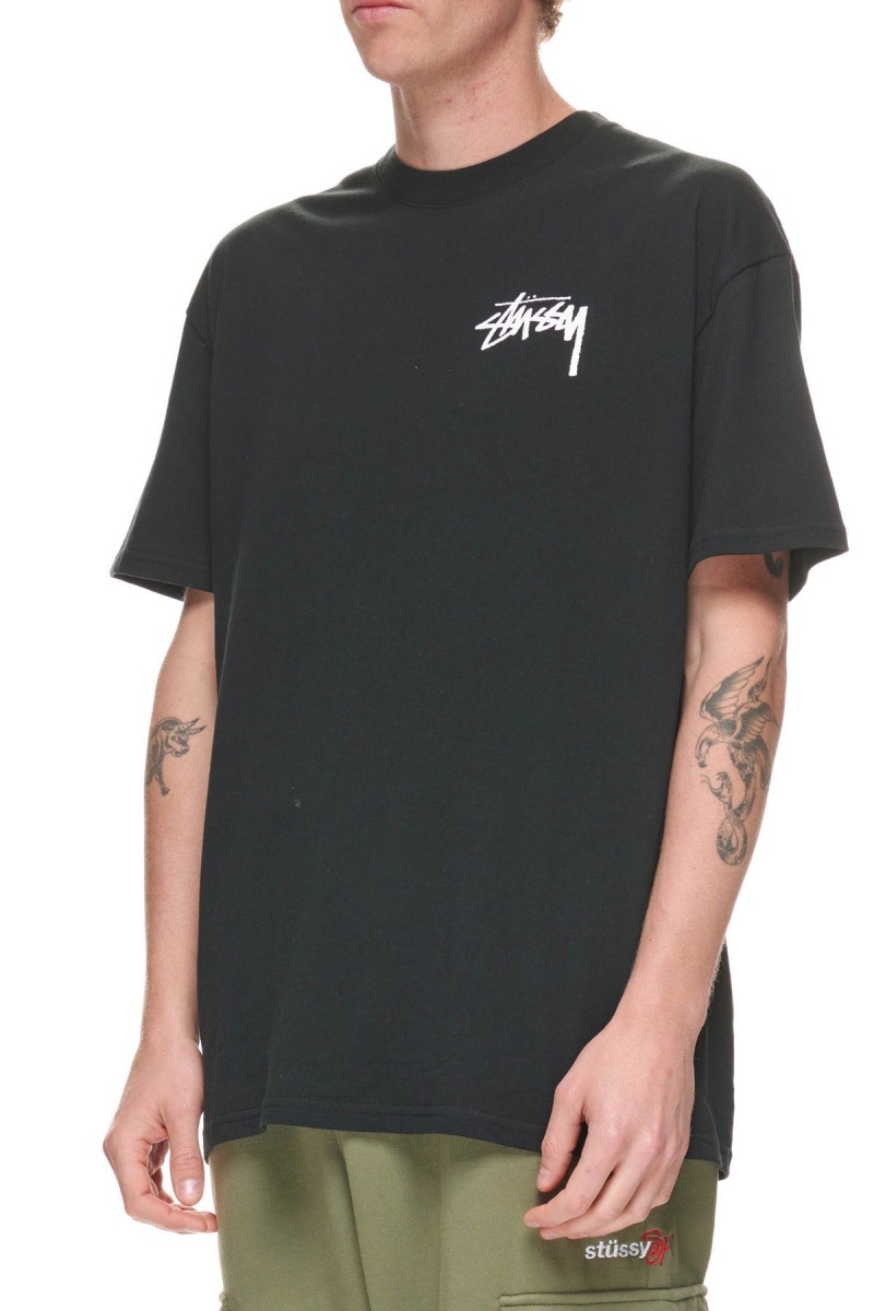 Stüssy Solid Offset Graffiti Ss Tee Tees Heren Zwart | VY41-X7-NF