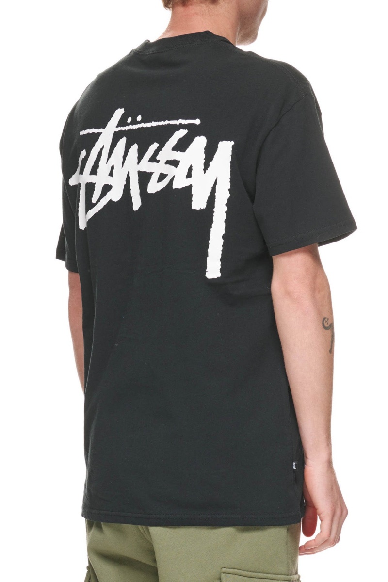 Stüssy Solid Offset Graffiti Ss Tee Tees Heren Zwart | VY41-X7-NF