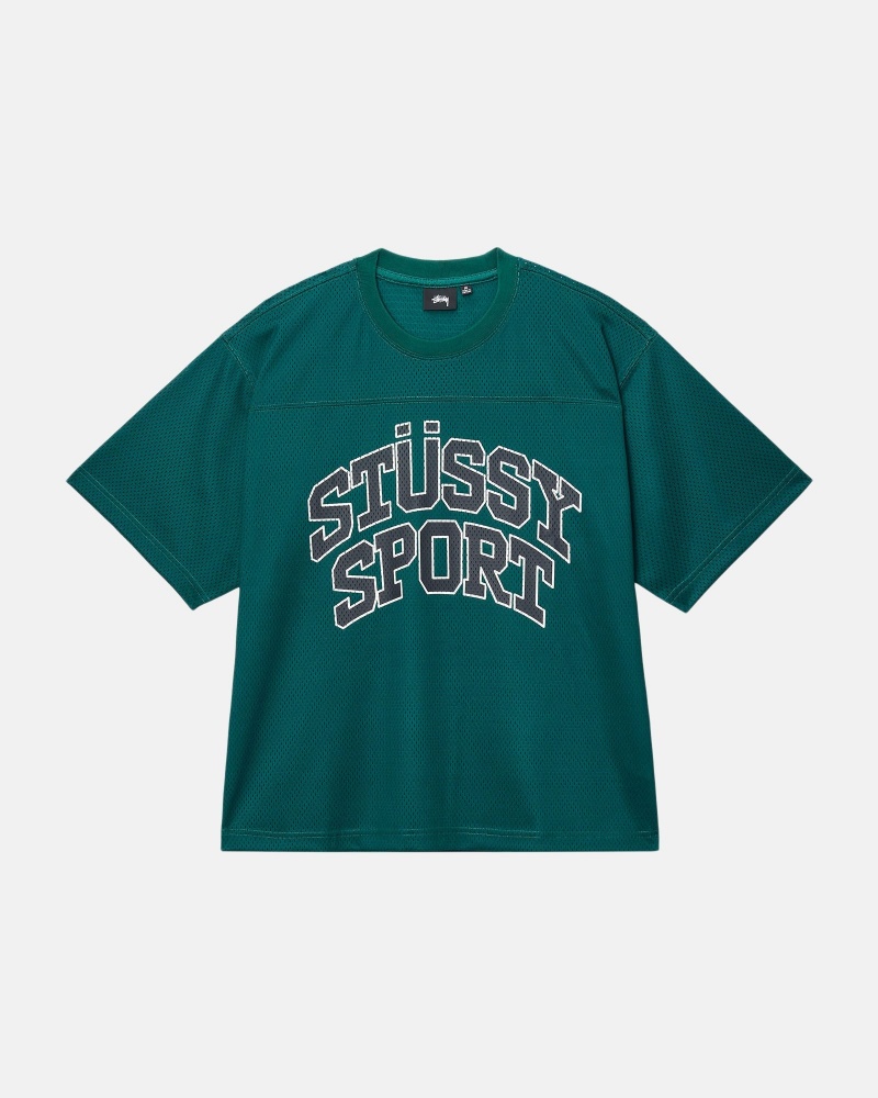 Stüssy Sport Mesh Football Jersey Short Sleeve Knit Unisex Groen | LF38-K3-AP