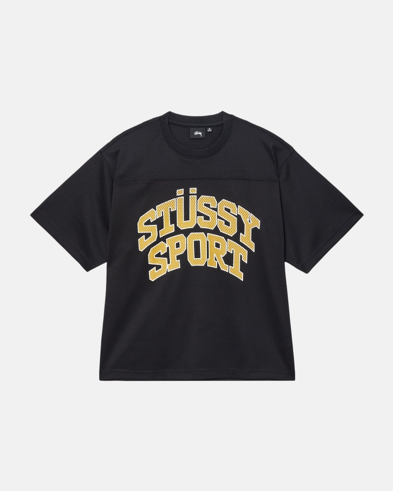 Stüssy Sport Mesh Football Jersey Short Sleeve Knit Unisex Zwart | EL00-E9-OY