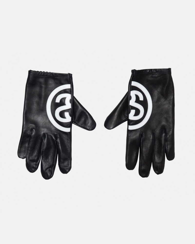 Stüssy Ss Link Leren Gloves Novelty Home Unisex Zwart | ZQ87-T2-AR