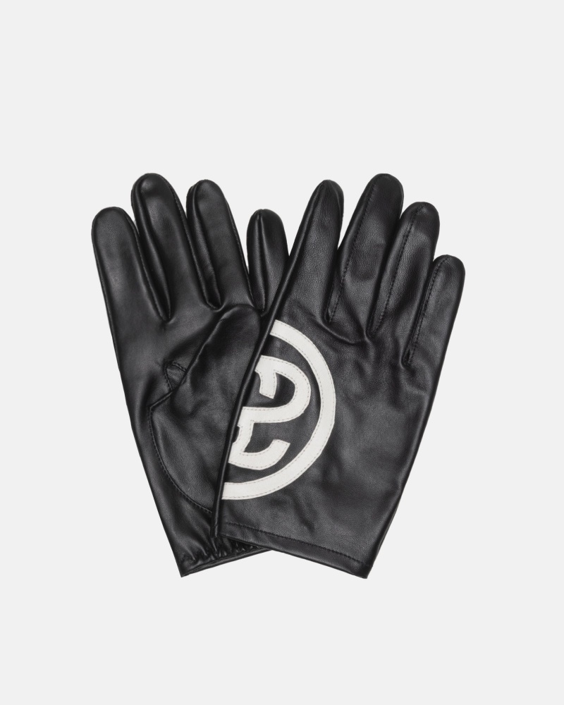 Stüssy Ss Link Leren Gloves Novelty Home Unisex Zwart | ZQ87-T2-AR