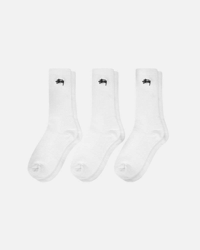 Stüssy Stock Crew Sock Pack Sokken Unisex Wit | EN06-O6-VC