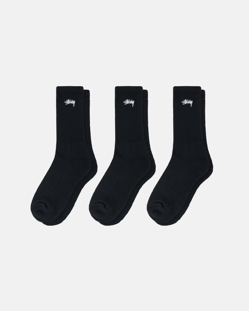 Stüssy Stock Crew Sock Pack Sokken Unisex Zwart | KZ19-G5-SF