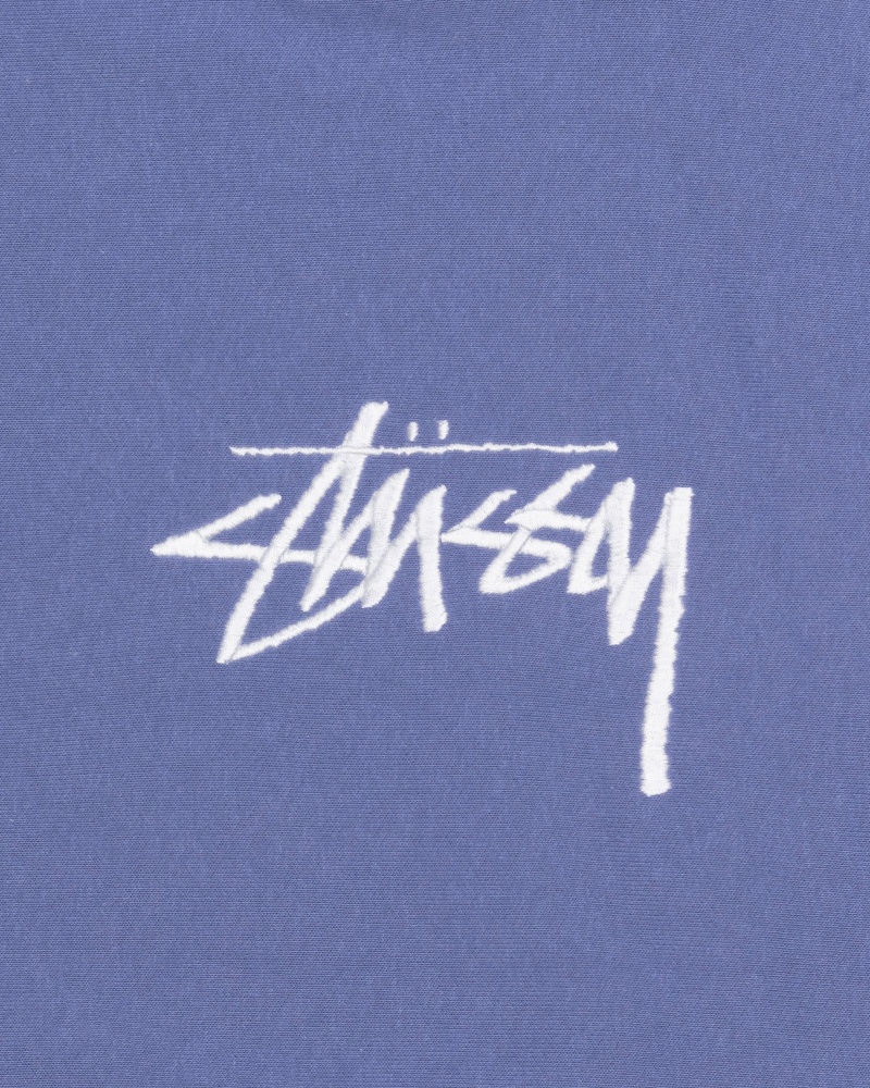 Stüssy Stock Logo Applique Hoodie Long Sleeve Sweatshirt Unisex Storm | AG76-U8-MN