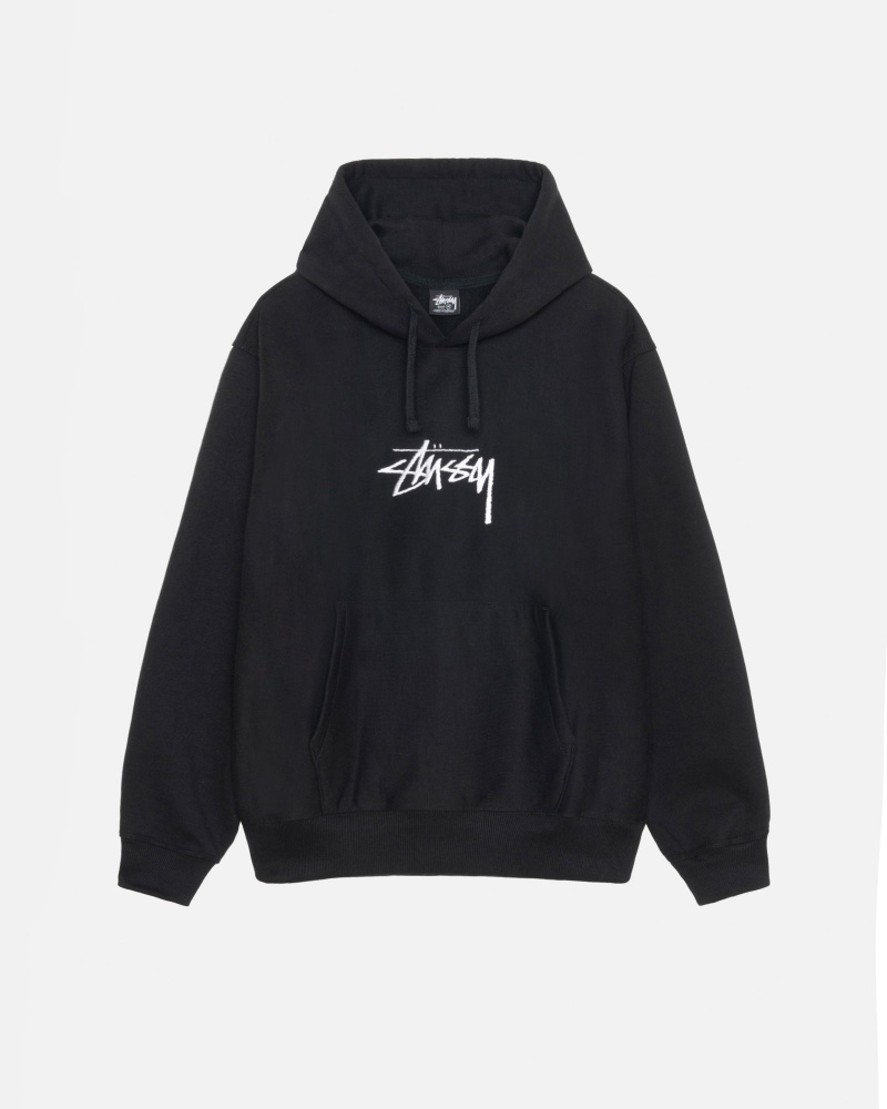 Stüssy Stock Logo Applique Hoodie Long Sleeve Sweatshirt Unisex Zwart | EN22-O4-XC