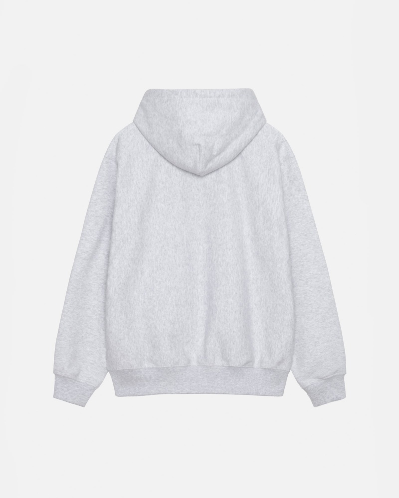 Stüssy Stock Logo Applique Hoodie Long Sleeve Sweatshirt Unisex Ash Heather | VM27-G3-NV