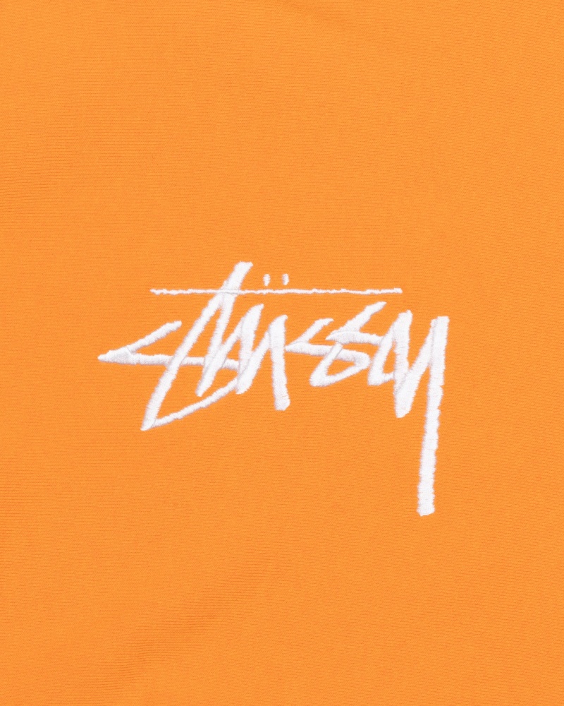 Stüssy Stock Logo Applique Hoodie Long Sleeve Sweatshirt Unisex Tangerine | ZO74-D9-TU