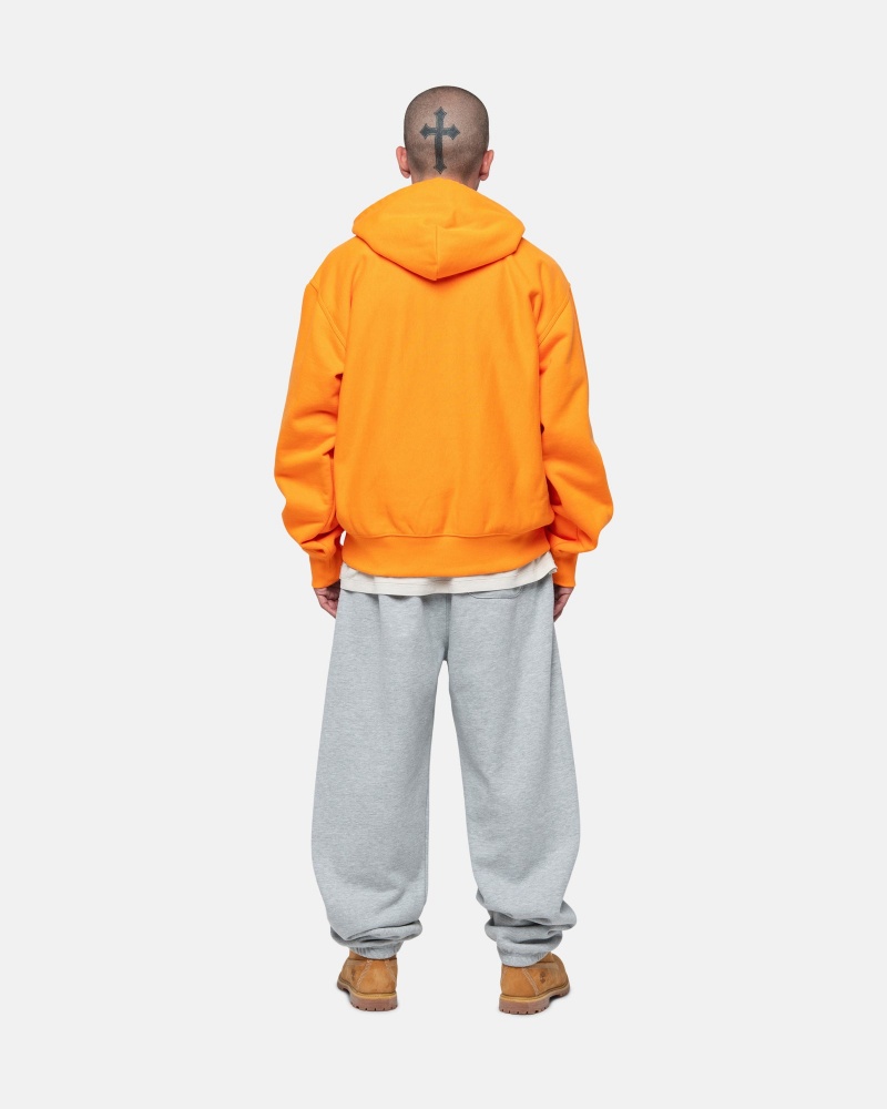 Stüssy Stock Logo Applique Hoodie Long Sleeve Sweatshirt Unisex Tangerine | ZO74-D9-TU