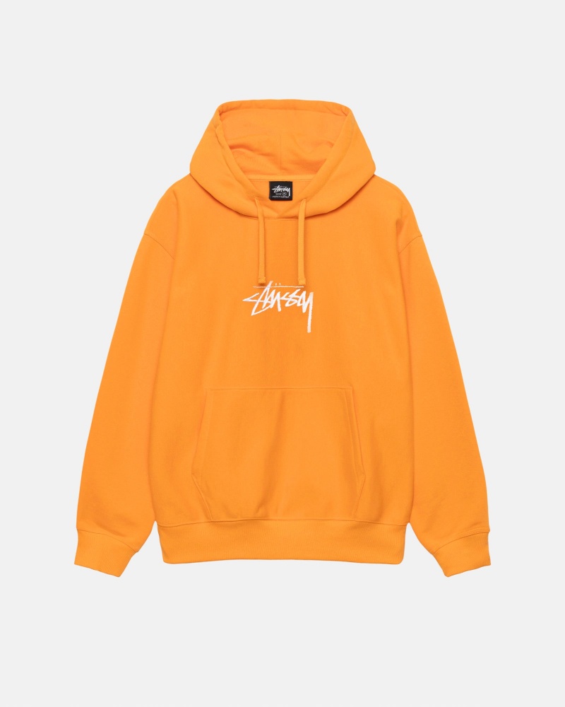 Stüssy Stock Logo Applique Hoodie Long Sleeve Sweatshirt Unisex Tangerine | ZO74-D9-TU