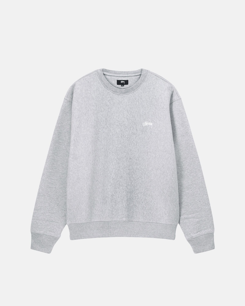 Stüssy Stock Logo Crew Long Sleeve Sweatshirt Unisex Grijs | SZ63-N7-TV