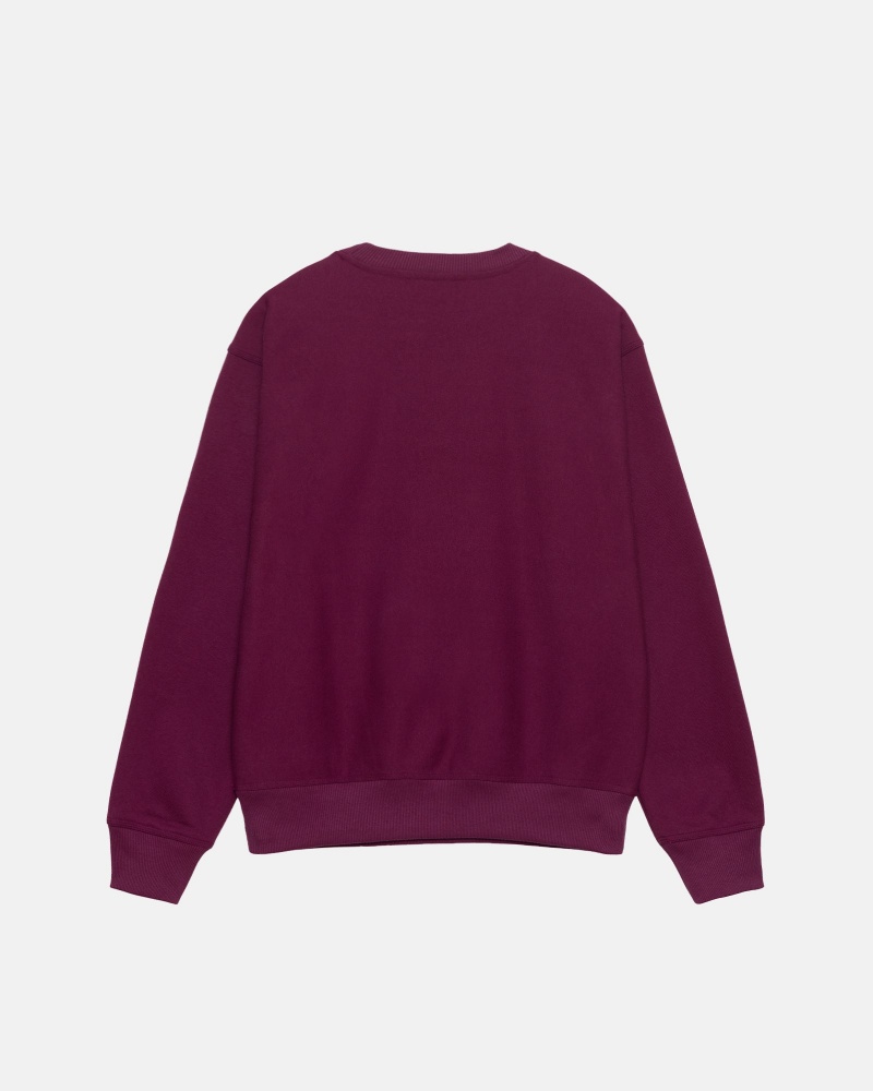 Stüssy Stock Logo Crew Long Sleeve Sweatshirt Unisex Bordeaux | TI25-Q0-AJ