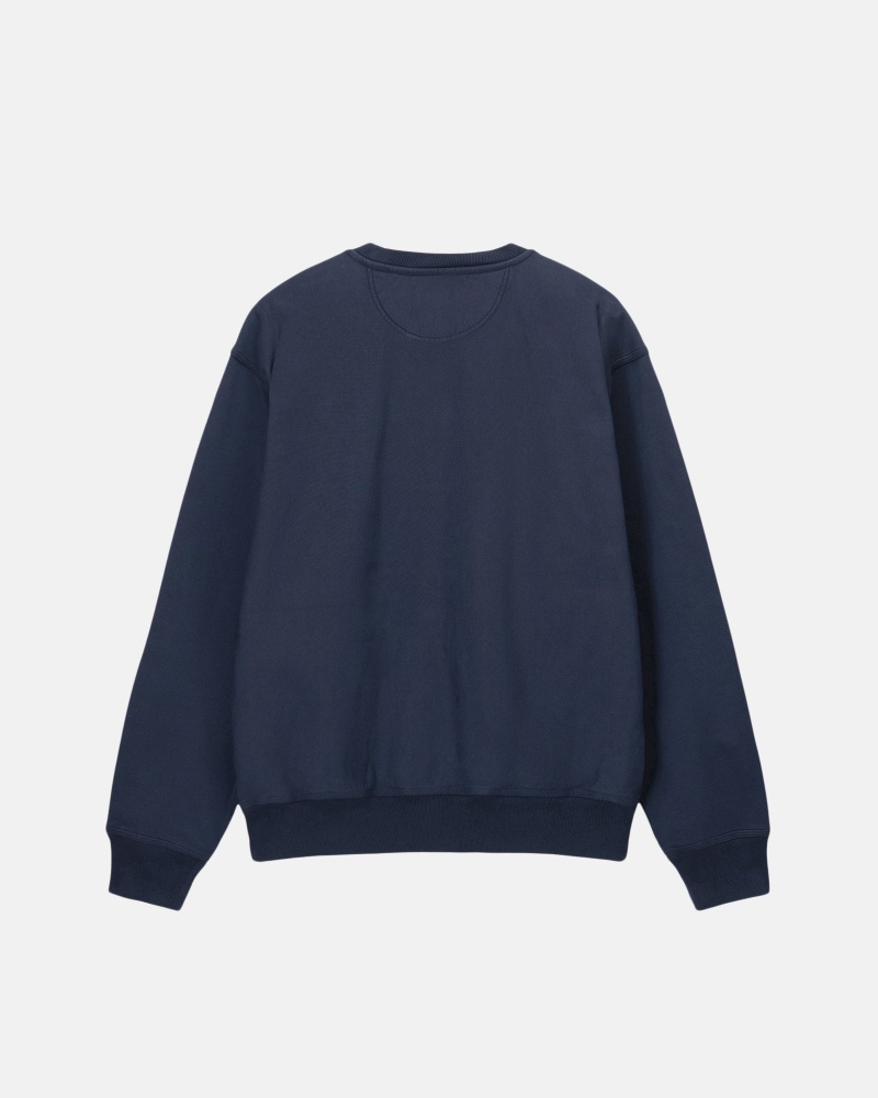 Stüssy Stock Logo Crew Long Sleeve Sweatshirt Unisex Donkerblauw | RU47-P4-CP