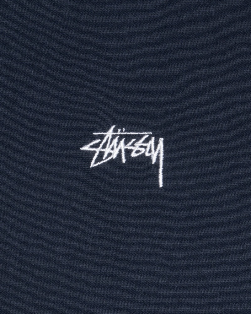 Stüssy Stock Logo Crew Long Sleeve Sweatshirt Unisex Donkerblauw | RU47-P4-CP