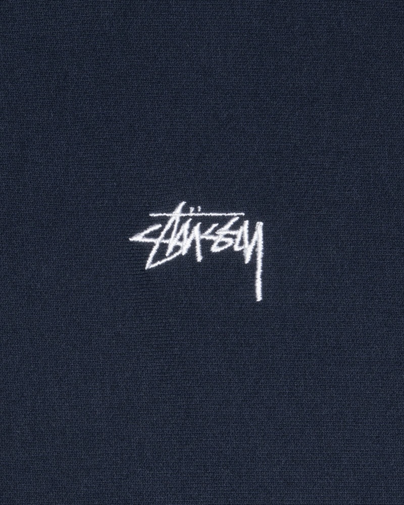 Stüssy Stock Logo Hoodie Long Sleeve Sweatshirt Unisex Donkerblauw | JG61-L8-ML