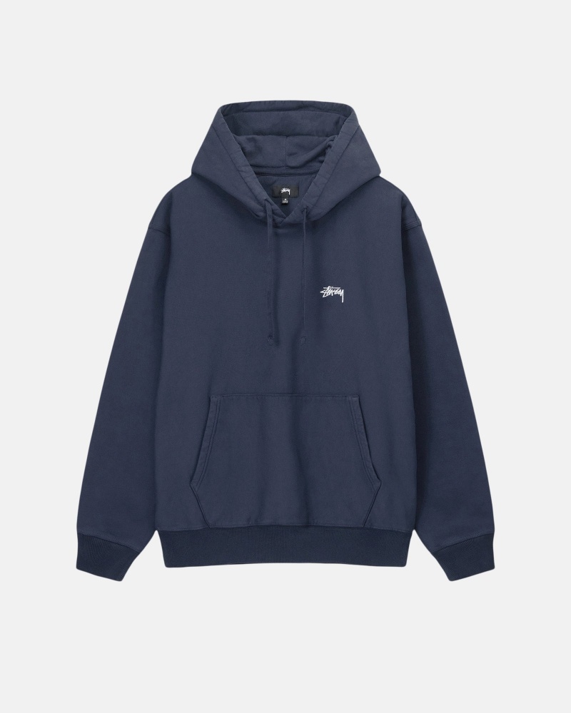 Stüssy Stock Logo Hoodie Long Sleeve Sweatshirt Unisex Donkerblauw | JG61-L8-ML