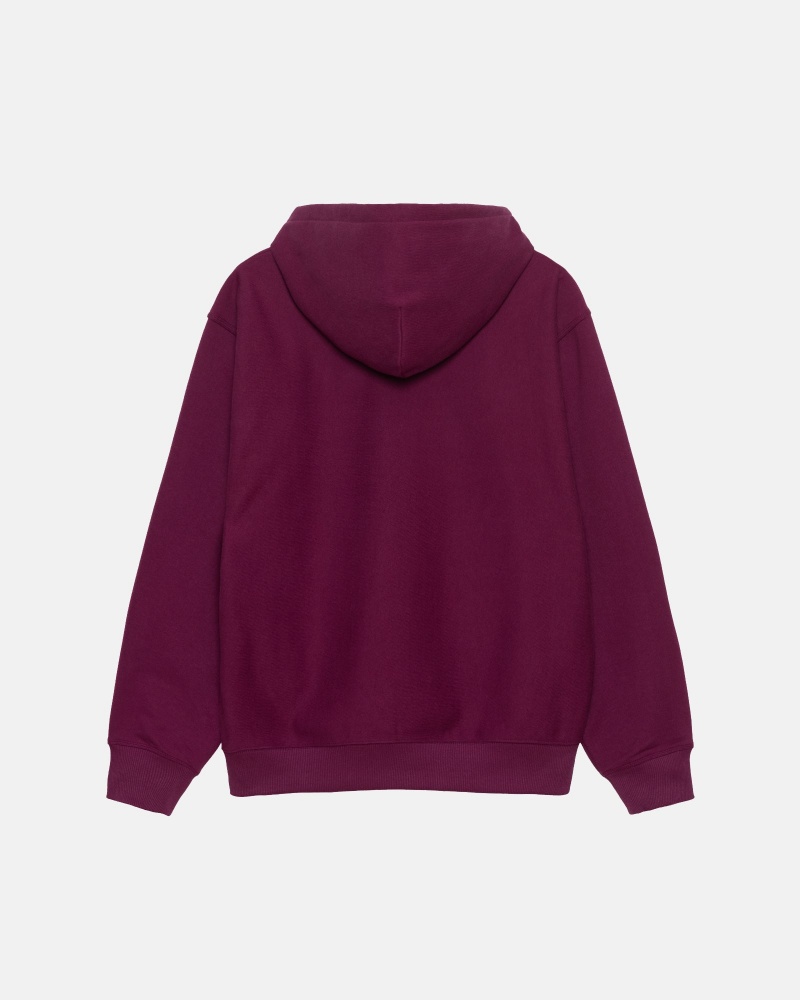 Stüssy Stock Logo Hoodie Long Sleeve Sweatshirt Unisex Bordeaux | WQ40-X0-KR