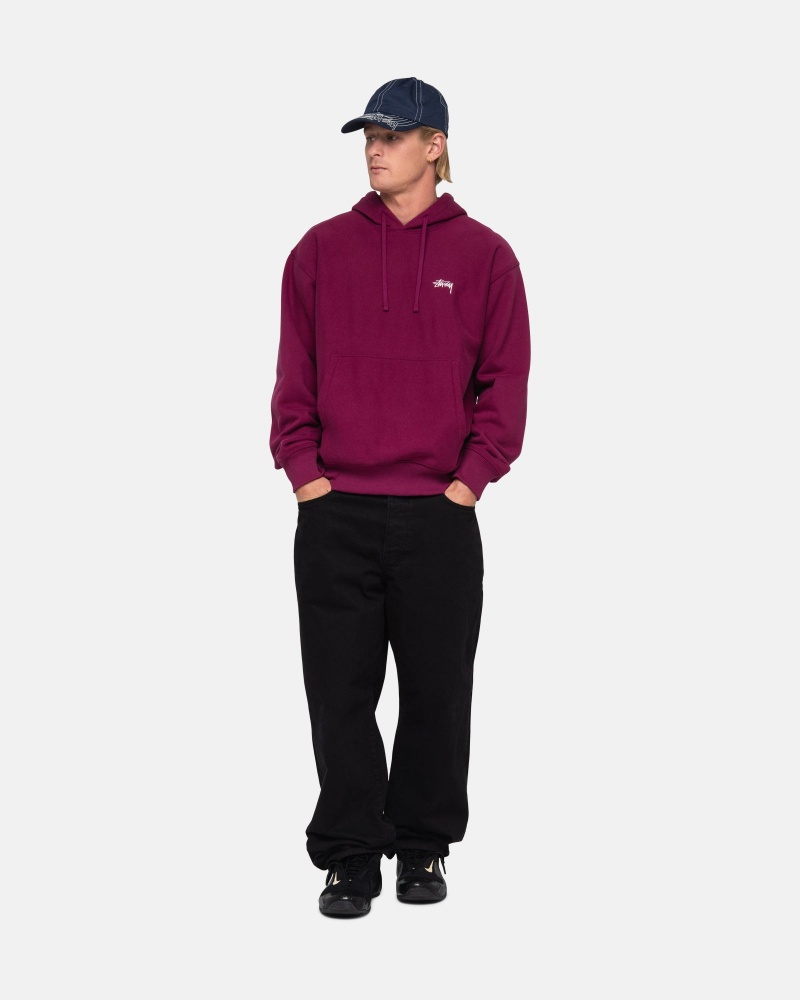 Stüssy Stock Logo Hoodie Long Sleeve Sweatshirt Unisex Bordeaux | WQ40-X0-KR