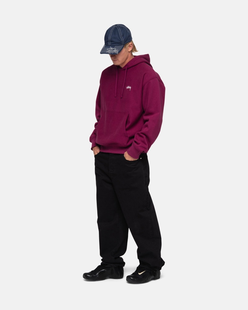 Stüssy Stock Logo Hoodie Long Sleeve Sweatshirt Unisex Bordeaux | WQ40-X0-KR