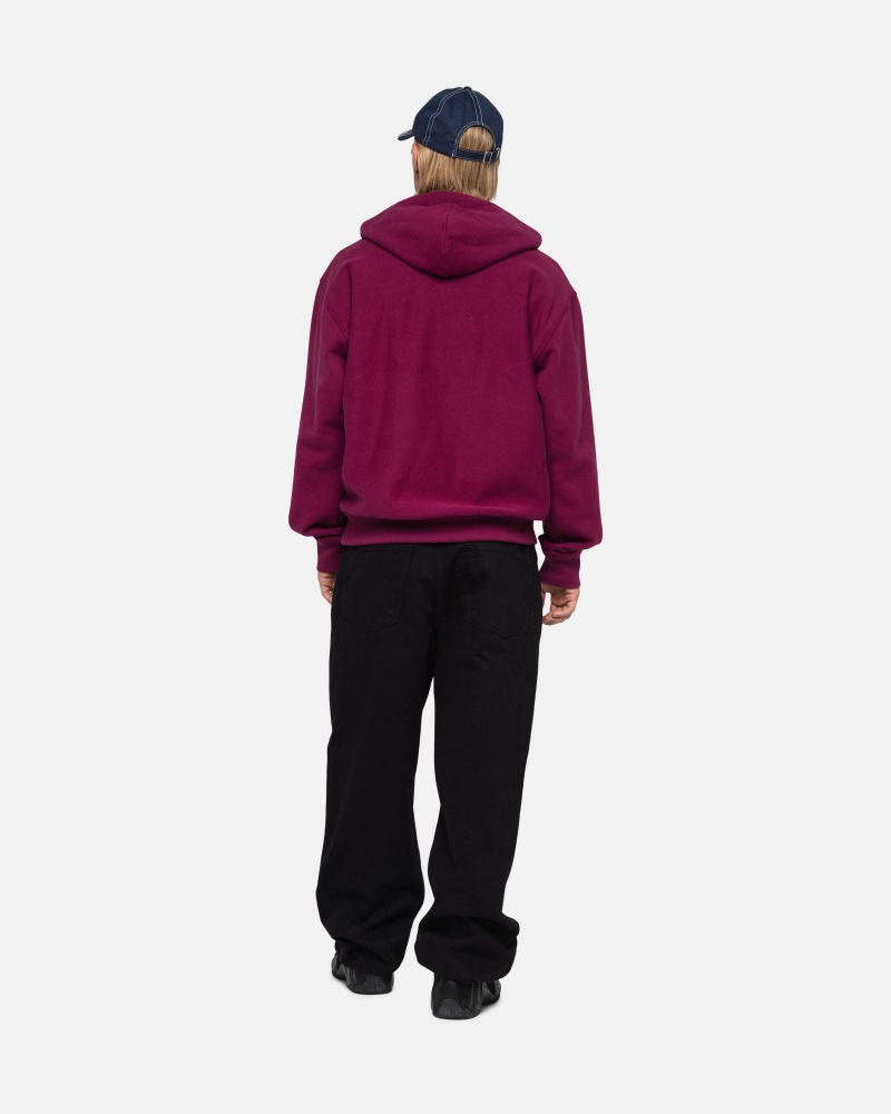 Stüssy Stock Logo Hoodie Long Sleeve Sweatshirt Unisex Bordeaux | WQ40-X0-KR