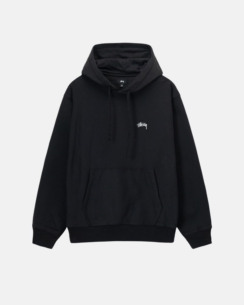 Stüssy Stock Logo Hoodie Long Sleeve Sweatshirt Unisex Zwart | XN92-P8-HQ