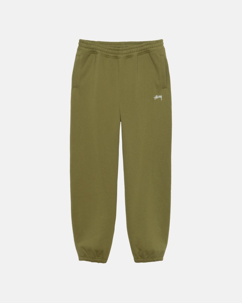 Stüssy Stock Logo Sweatpant Broek Unisex Olijfgroen | MB45-W1-ES