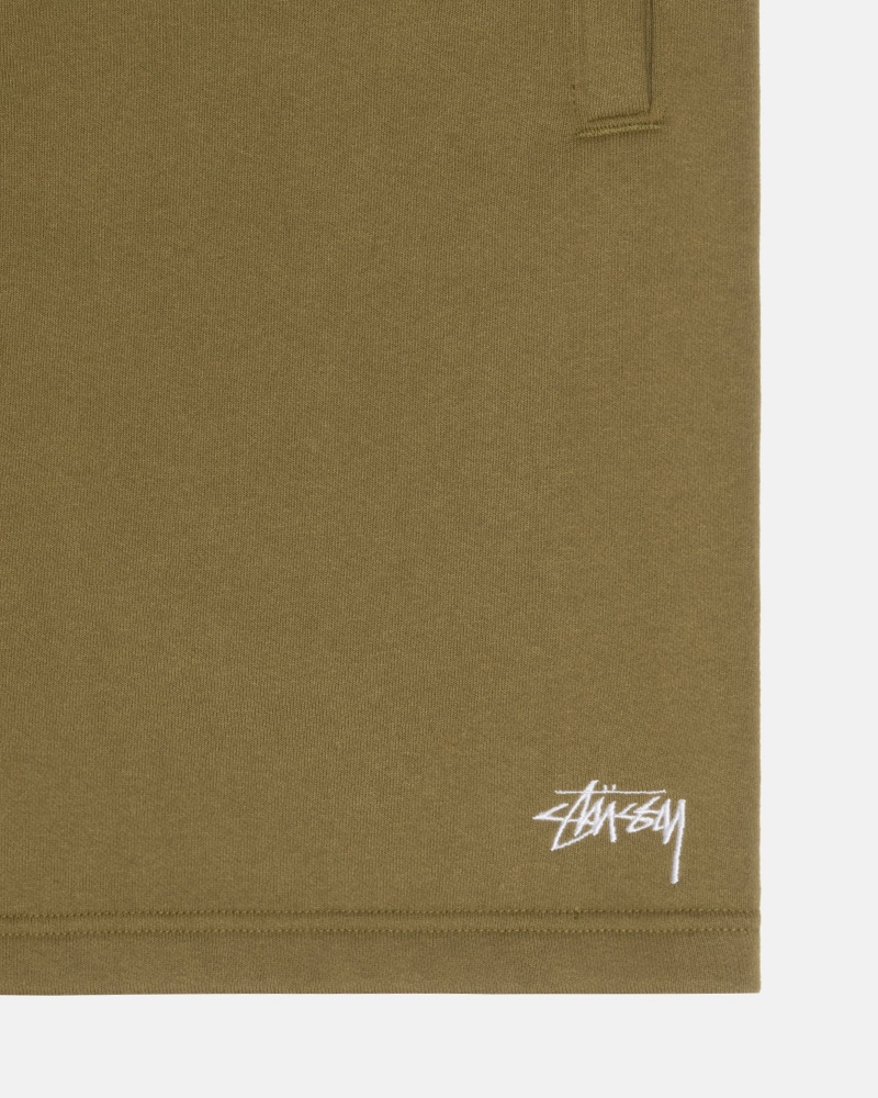 Stüssy Stock Logo Sweatshort Korte Broek Unisex Olijfgroen | RH02-X6-QS