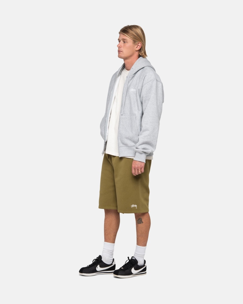 Stüssy Stock Logo Sweatshort Korte Broek Unisex Olijfgroen | RH02-X6-QS