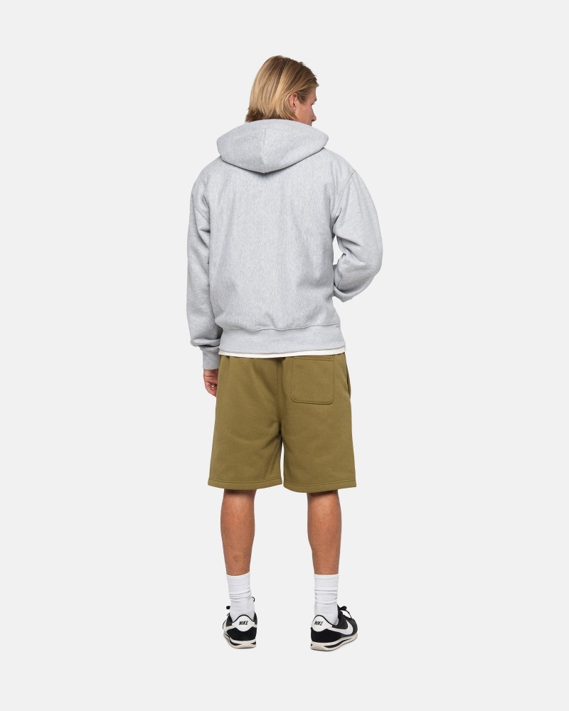 Stüssy Stock Logo Sweatshort Korte Broek Unisex Olijfgroen | RH02-X6-QS