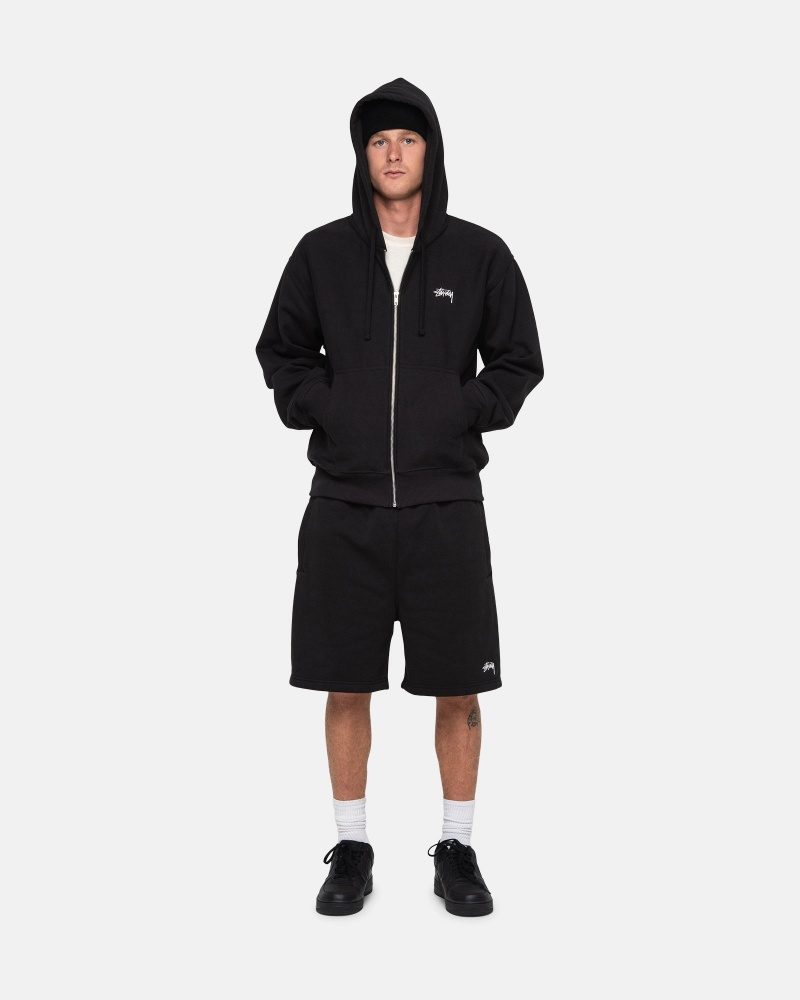 Stüssy Stock Logo Sweatshort Korte Broek Unisex Zwart | QU93-D2-TS