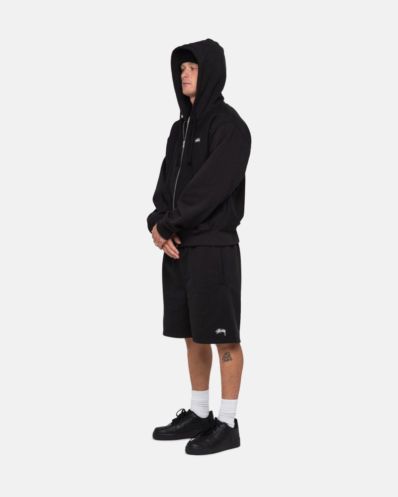 Stüssy Stock Logo Sweatshort Korte Broek Unisex Zwart | QU93-D2-TS