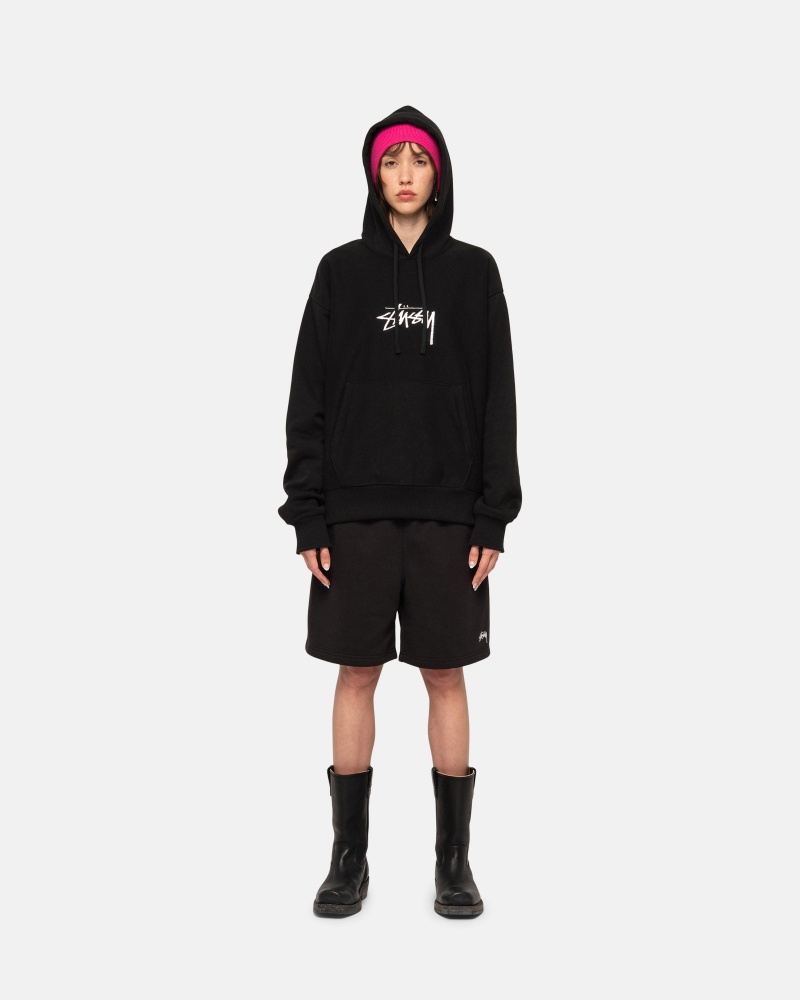 Stüssy Stock Logo Sweatshort Korte Broek Unisex Zwart | QU93-D2-TS