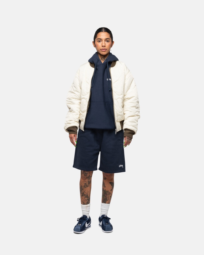 Stüssy Stock Logo Sweatshort Korte Broek Unisex Donkerblauw | JN01-J8-HX