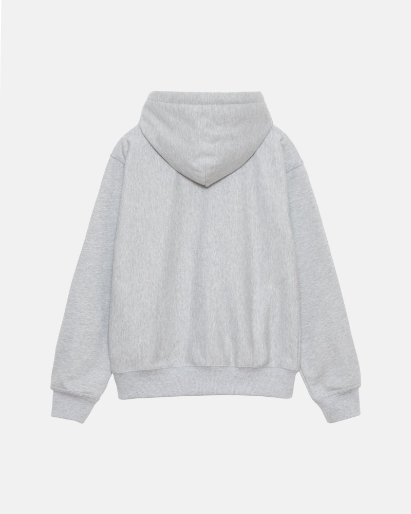 Stüssy Stock Logo Zip Hoodie Long Sleeve Sweatshirt Unisex Grijs | KE00-C0-RZ