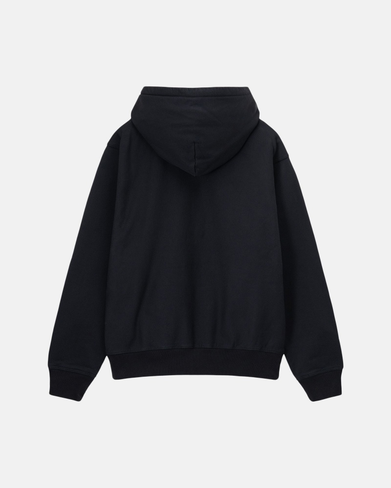 Stüssy Stock Logo Zip Hoodie Long Sleeve Sweatshirt Unisex Zwart | SI86-E1-LN