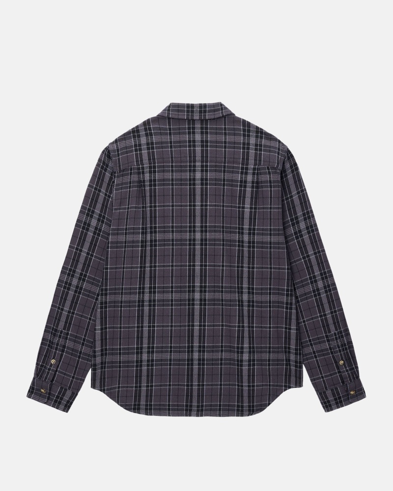 Stüssy Stones Plaid Shirt Long Sleeve Shirt Unisex Zwart | FO15-N5-EJ