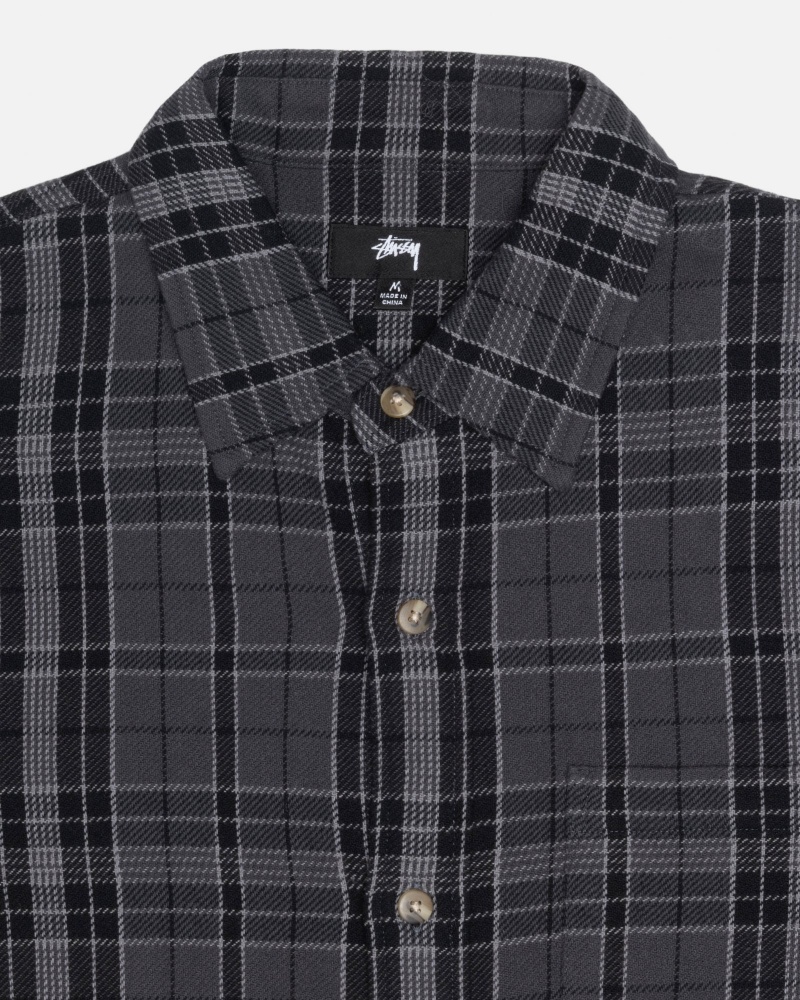 Stüssy Stones Plaid Shirt Long Sleeve Shirt Unisex Zwart | FO15-N5-EJ