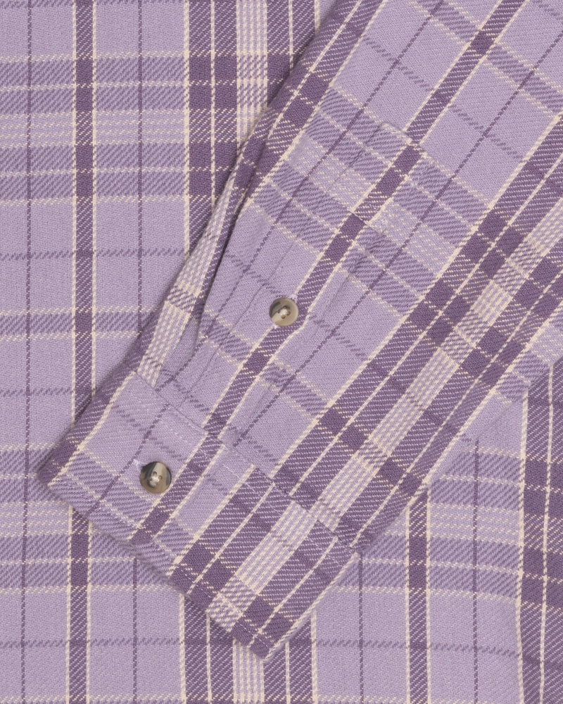 Stüssy Stones Plaid Shirt Long Sleeve Shirt Unisex Lavendel | XJ77-A9-HD