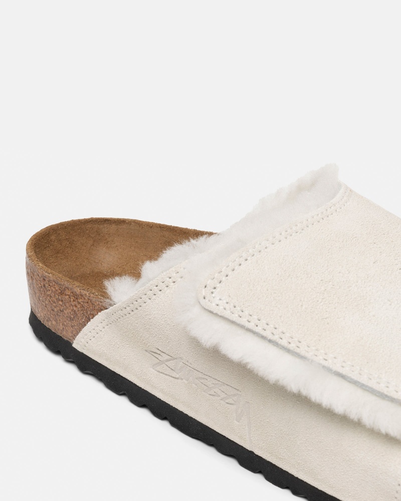 Stüssy & Birkenstock Solana Shearling Badslippers Schoenen Unisex Bone | OX46-N2-NH