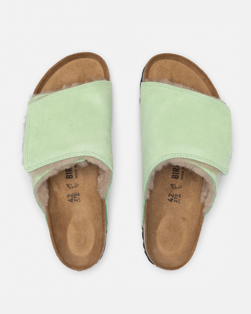 Stüssy & Birkenstock Solana Shearling Badslippers Schoenen Unisex Groen | TX20-X2-IO