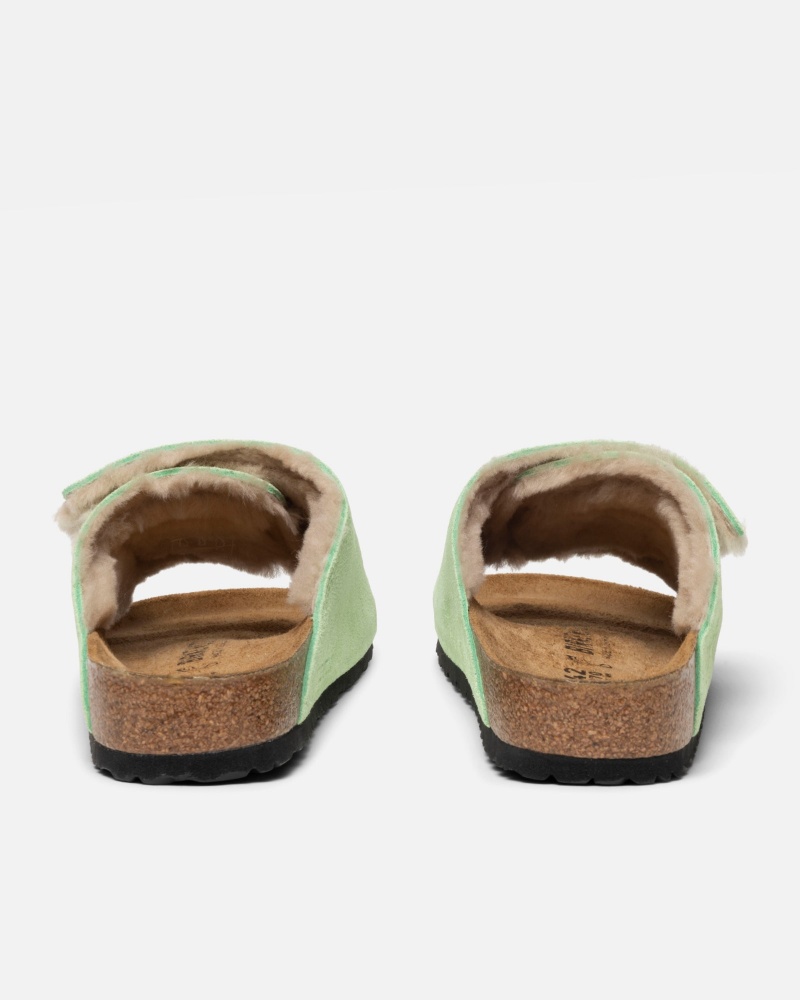 Stüssy & Birkenstock Solana Shearling Badslippers Schoenen Unisex Groen | TX20-X2-IO