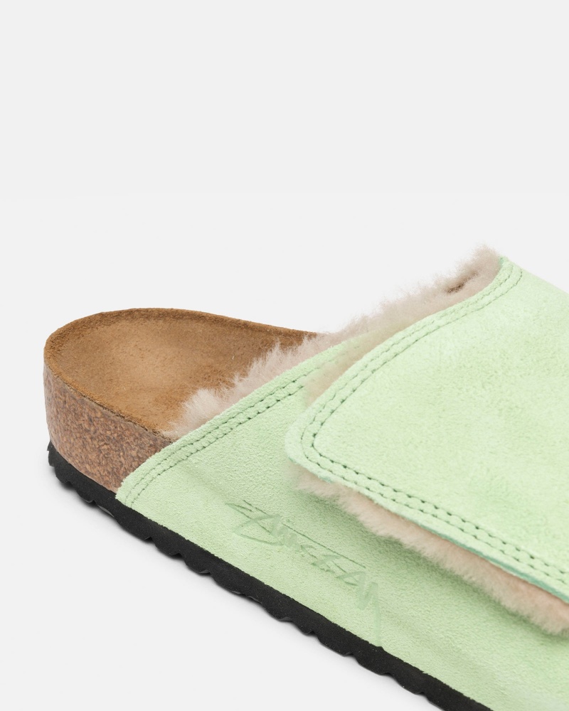 Stüssy & Birkenstock Solana Shearling Badslippers Schoenen Unisex Groen | TX20-X2-IO